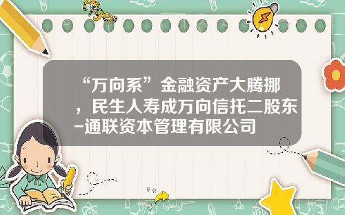 “万向系”金融资产大腾挪，民生人寿成万向信托二股东-通联资本管理有限公司