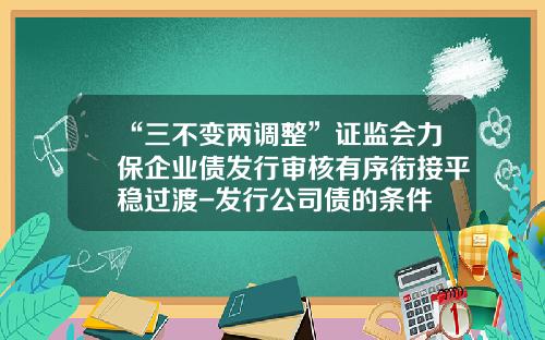 “三不变两调整”证监会力保企业债发行审核有序衔接平稳过渡-发行公司债的条件