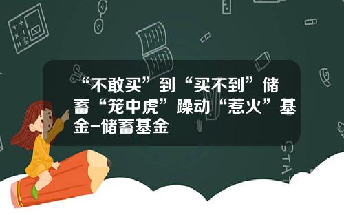 “不敢买”到“买不到”储蓄“笼中虎”躁动“惹火”基金-储蓄基金