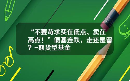 “不要苛求买在低点、卖在高点！”债基连跌，走还是留？-期货型基金