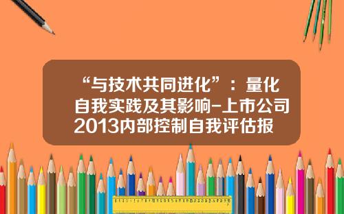 “与技术共同进化”：量化自我实践及其影响-上市公司2013内部控制自我评估报告
