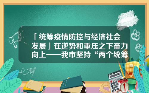 「统筹疫情防控与经济社会发展」在逆势和重压之下奋力向上——我市坚持“两个统筹”确保经济社会平稳健康运行-壹心基金