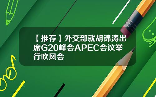 【推荐】外交部就胡锦涛出席G20峰会APEC会议举行吹风会