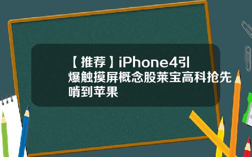 【推荐】iPhone4引爆触摸屏概念股莱宝高科抢先啃到苹果