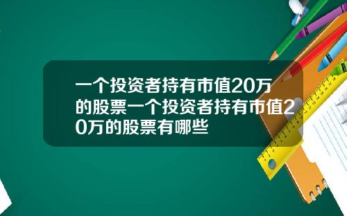一个投资者持有市值20万的股票一个投资者持有市值20万的股票有哪些