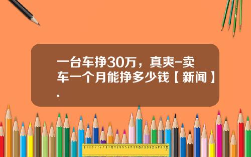 一台车挣30万，真爽-卖车一个月能挣多少钱【新闻】.
