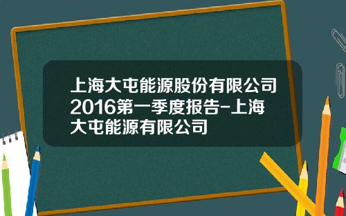 上海大屯能源股份有限公司2016第一季度报告-上海大屯能源有限公司