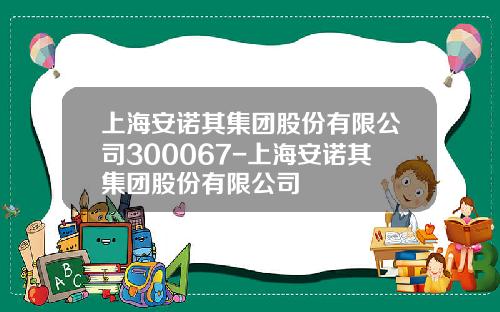 上海安诺其集团股份有限公司300067-上海安诺其集团股份有限公司