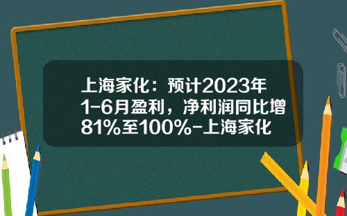 上海家化:预计2023年1-6月盈利,净利润同比增81%至100%-上海家化电子商务有限公司