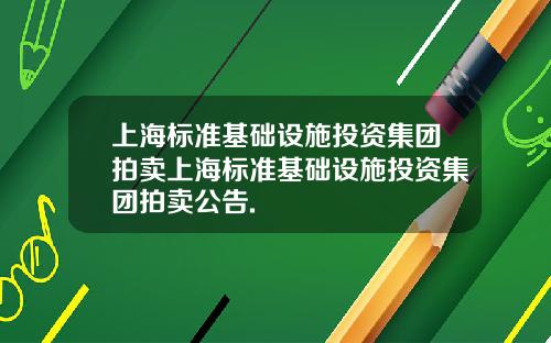 上海标准基础设施投资集团拍卖上海标准基础设施投资集团拍卖公告.