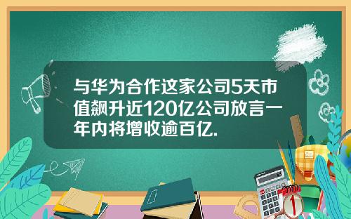 与华为合作这家公司5天市值飙升近120亿公司放言一年内将增收逾百亿.