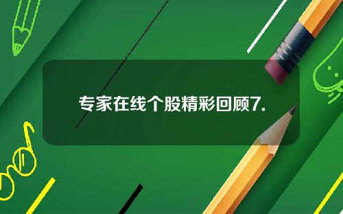 专家在线个股精彩回顾7.
