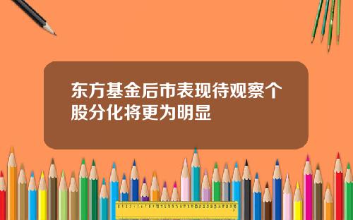东方基金后市表现待观察个股分化将更为明显
