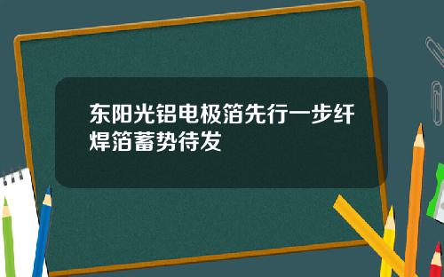 东阳光铝电极箔先行一步纤焊箔蓄势待发