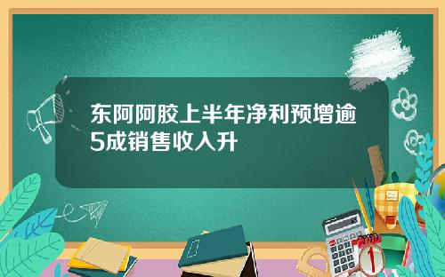 东阿阿胶上半年净利预增逾5成销售收入升