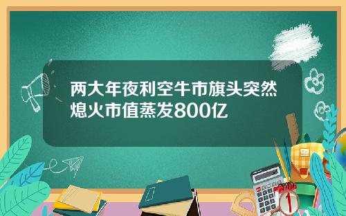 两大年夜利空牛市旗头突然熄火市值蒸发800亿