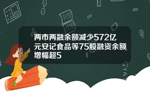 两市两融余额减少572亿元安记食品等75股融资余额增幅超5