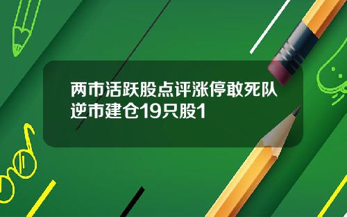 两市活跃股点评涨停敢死队逆市建仓19只股1