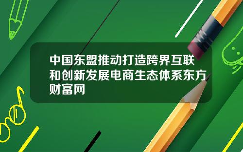 中国东盟推动打造跨界互联和创新发展电商生态体系东方财富网