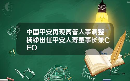 中国平安再现高管人事调整杨铮出任平安人寿董事长兼CEO