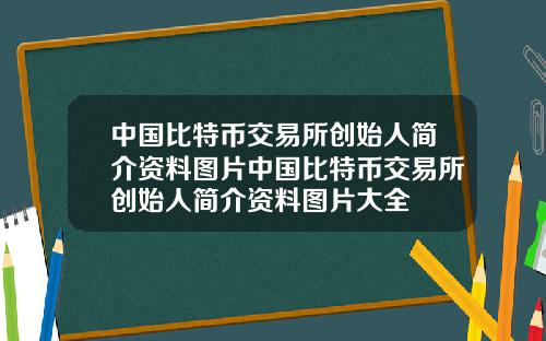 中国比特币交易所创始人简介资料图片中国比特币交易所创始人简介资料图片大全