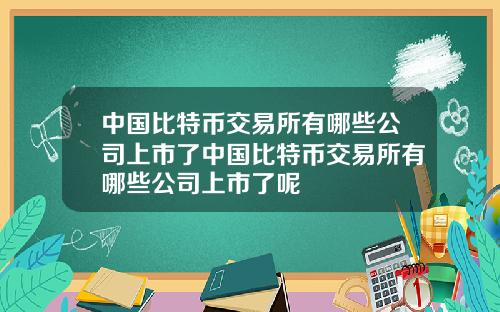 中国比特币交易所有哪些公司上市了中国比特币交易所有哪些公司上市了呢