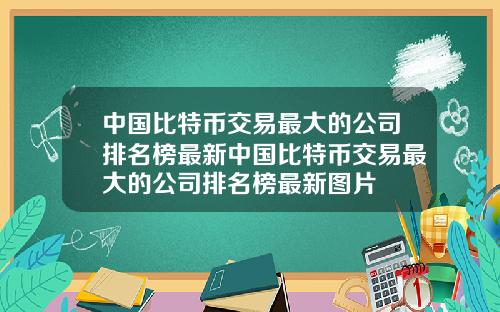 中国比特币交易最大的公司排名榜最新中国比特币交易最大的公司排名榜最新图片