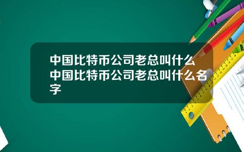 中国比特币公司老总叫什么中国比特币公司老总叫什么名字