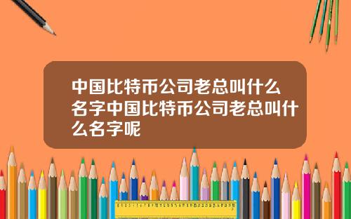 中国比特币公司老总叫什么名字中国比特币公司老总叫什么名字呢