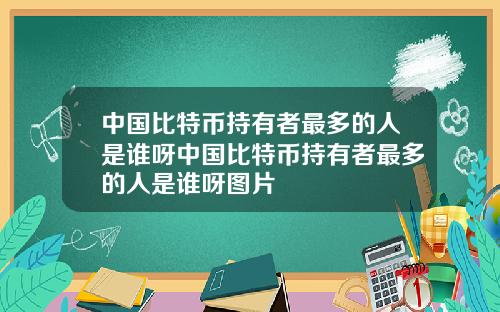 中国比特币持有者最多的人是谁呀中国比特币持有者最多的人是谁呀图片