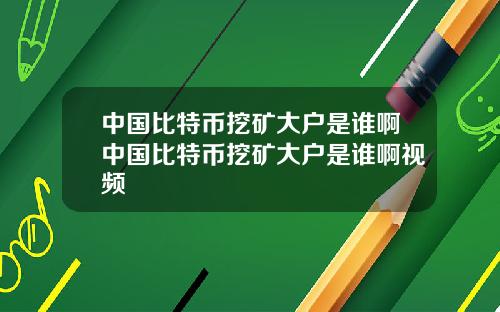 中国比特币挖矿大户是谁啊中国比特币挖矿大户是谁啊视频