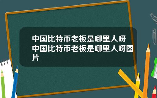 中国比特币老板是哪里人呀中国比特币老板是哪里人呀图片