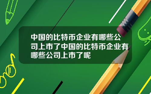 中国的比特币企业有哪些公司上市了中国的比特币企业有哪些公司上市了呢