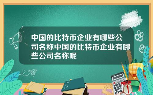 中国的比特币企业有哪些公司名称中国的比特币企业有哪些公司名称呢