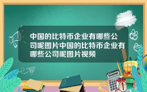 中国的比特币企业有哪些公司呢图片中国的比特币企业有哪些公司呢图片视频
