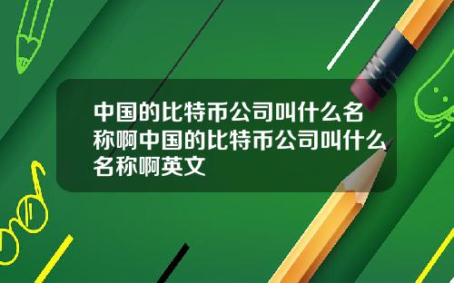 中国的比特币公司叫什么名称啊中国的比特币公司叫什么名称啊英文