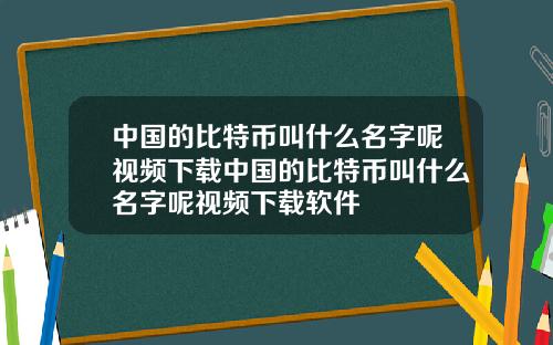 中国的比特币叫什么名字呢视频下载中国的比特币叫什么名字呢视频下载软件