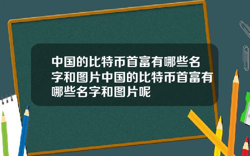 中国的比特币首富有哪些名字和图片中国的比特币首富有哪些名字和图片呢