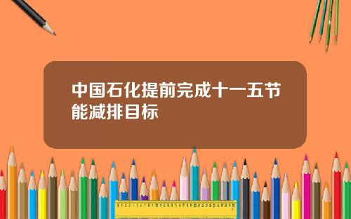 中国石化提前完成十一五节能减排目标