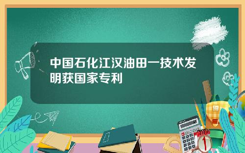 中国石化江汉油田一技术发明获国家专利
