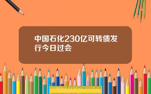 中国石化230亿可转债发行今日过会