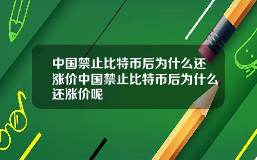 中国禁止比特币后为什么还涨价中国禁止比特币后为什么还涨价呢