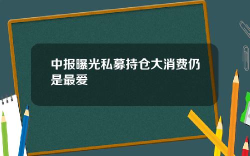 中报曝光私募持仓大消费仍是最爱
