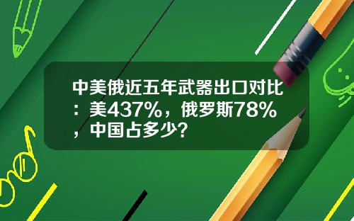 中美俄近五年武器出口对比：美437%，俄罗斯78%，中国占多少？