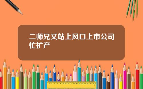 二师兄又站上风口上市公司忙扩产