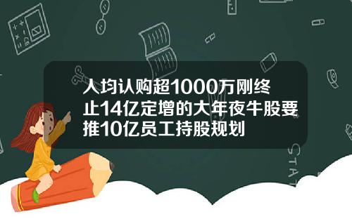 人均认购超1000万刚终止14亿定增的大年夜牛股要推10亿员工持股规划