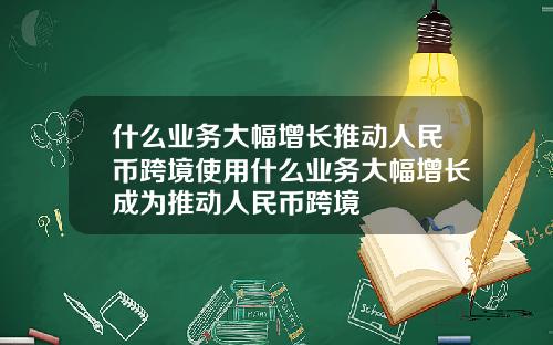 什么业务大幅增长推动人民币跨境使用什么业务大幅增长成为推动人民币跨境