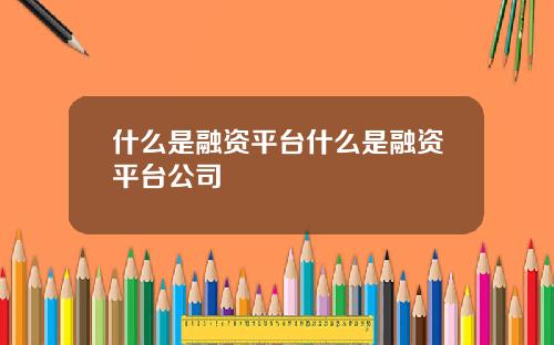 什么是融资平台什么是融资平台公司