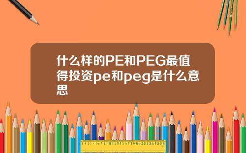 什么样的PE和PEG最值得投资pe和peg是什么意思