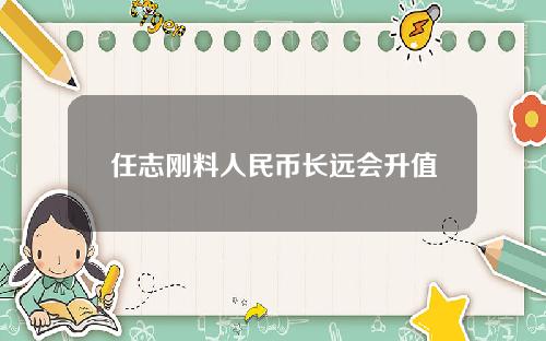 任志刚料人民币长远会升值